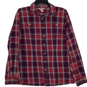 Duluth Trading Company Plaid Button Up Shirt Size Medium